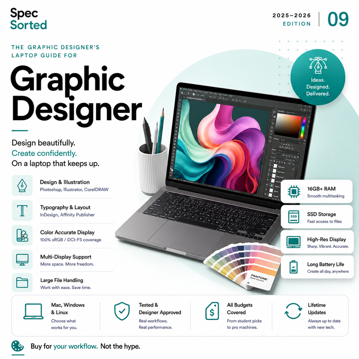 Spec Sorted — The Graphic Designer's Laptop Guide | 2025–2026 PDF