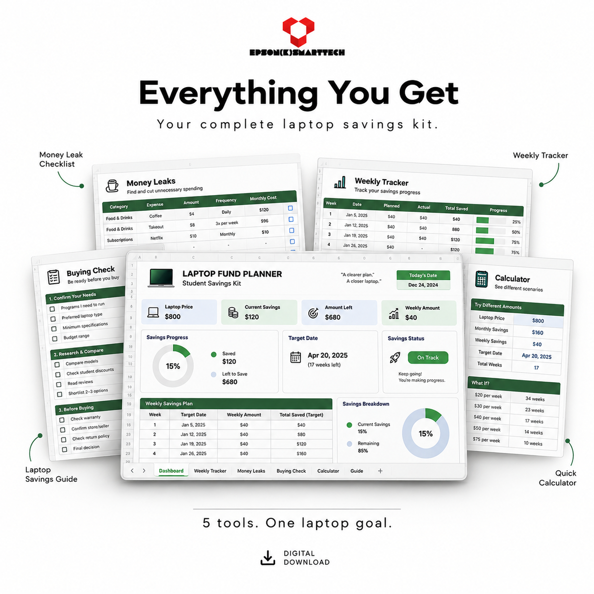 Laptop Fund Planner: Student Savings Kit