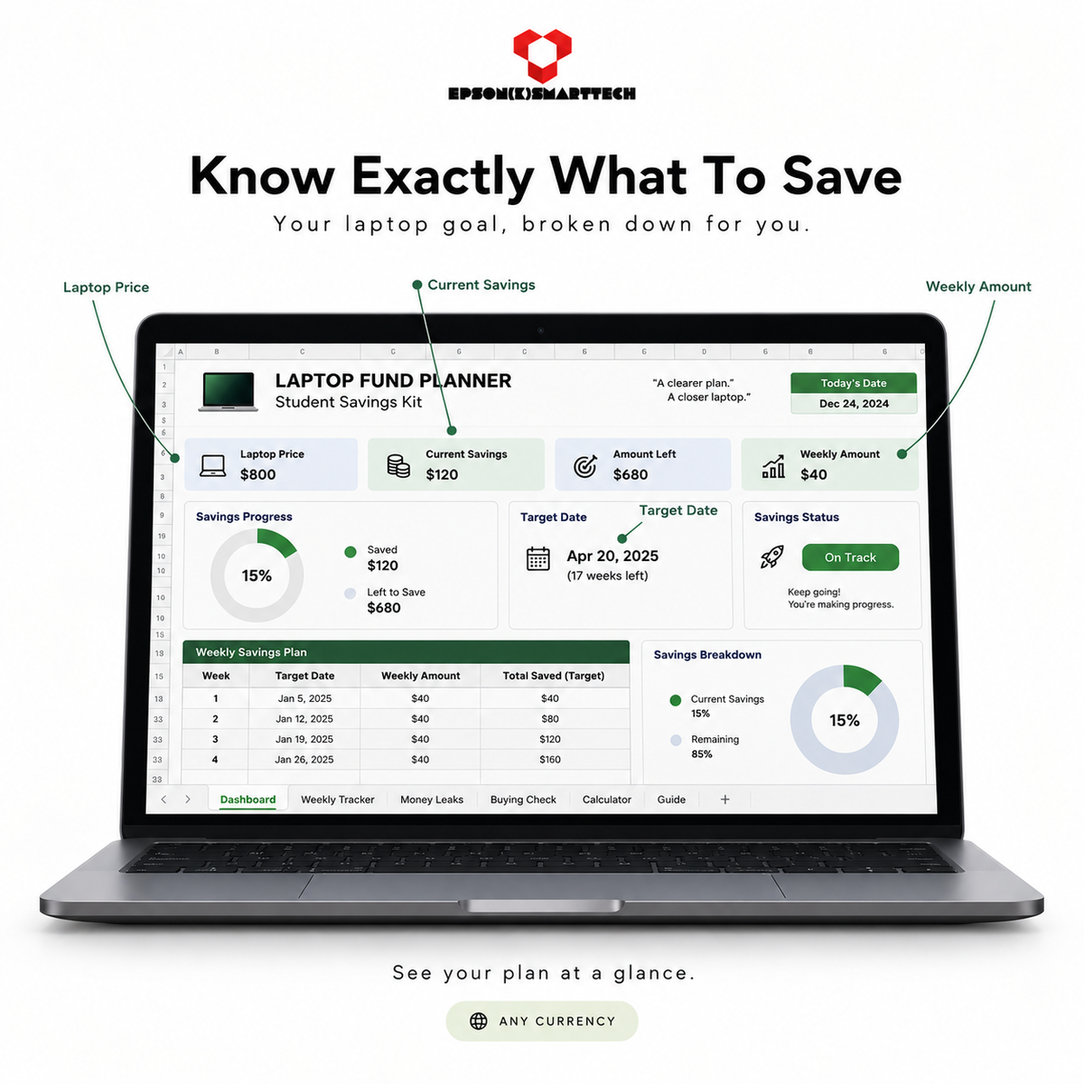 Laptop Fund Planner: Student Savings Kit